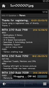 [Update] Gravity Beta 2.70 Build 7158 | Twitter Client Symbian