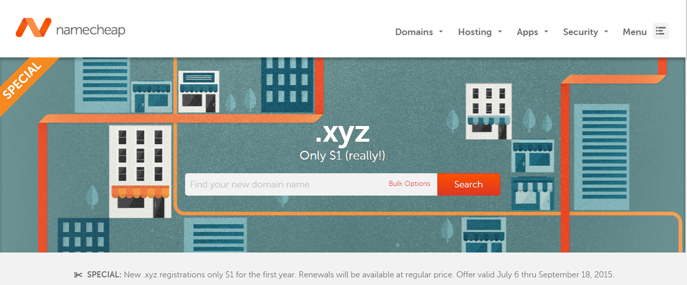 Promo Domain .xyz Namecheap $1