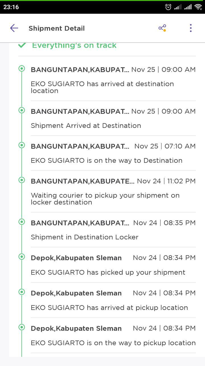 Tampilan Tracking Aplikasi Paxel