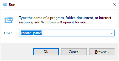cara membuka control panel di Windows 10 - Run