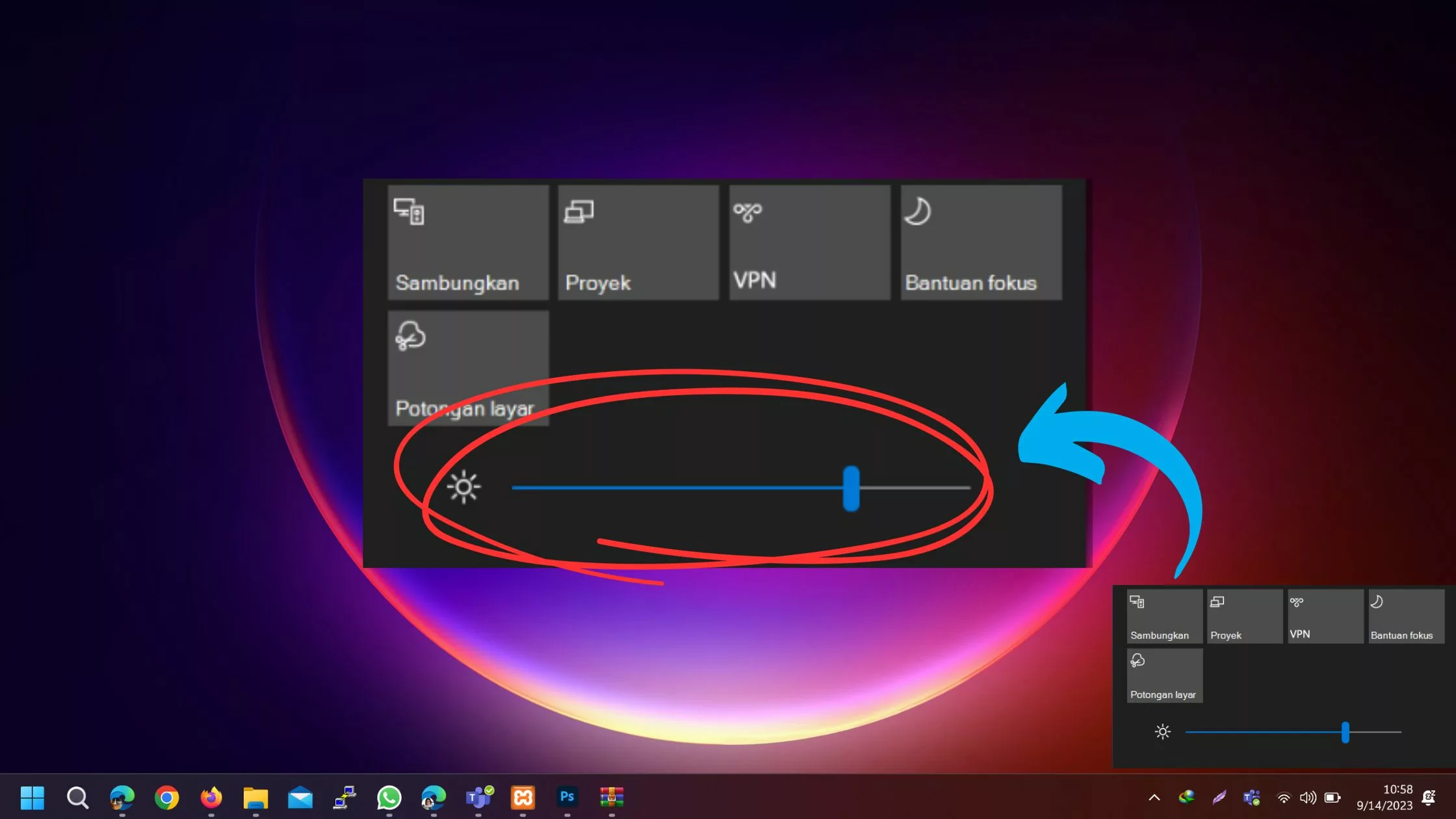 Cara meredupkan layar komputer Windows 10