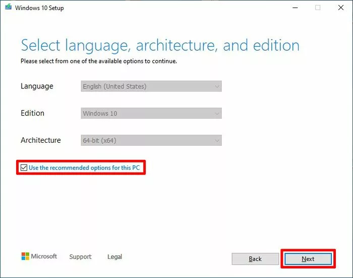 Windows 10 Setup - Select Language