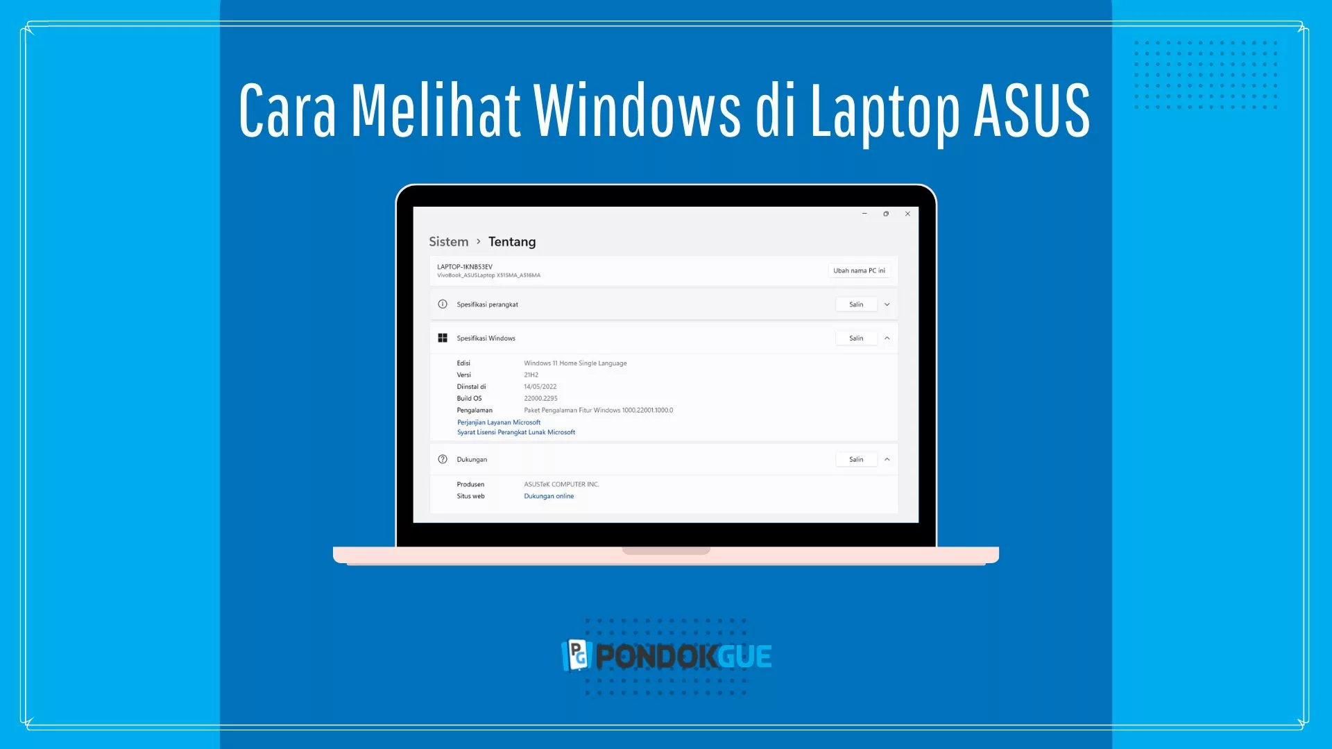 Cara Melihat Windows di Laptop ASUS - Pondokgue.com