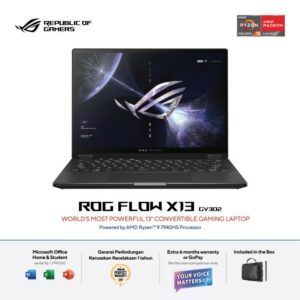 ASUS ROG FLOW X13 GV302XV-R946G6T-O R9-7940HS/2X 8GB DDR5/1TB SSD PERF/RTX4060 8GB/13.0 NEBULA QHD 165HZ/WIN 11 HOM/OHS/2Y GLOBAL(1ST YEAR VIP)/OFFBLACK/SLEEVE/PEN